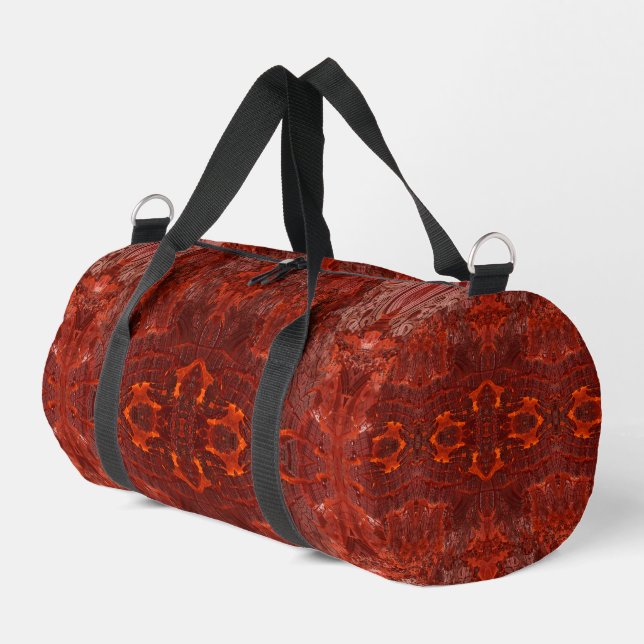 Luxury Leather Textured Golden Brown Pattern Duffle Bag (Left Corner)