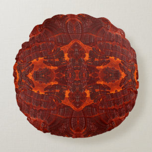 Luxury Leather Textured Golden Brown Pattern Round Cushion
