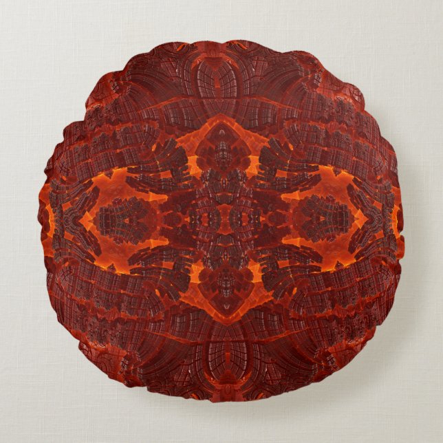 Luxury Leather Textured Golden Brown Pattern Round Cushion (Front)