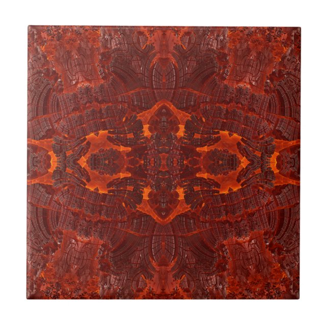 Luxury Leather Textured Golden Brown Pattern Tile (Front)
