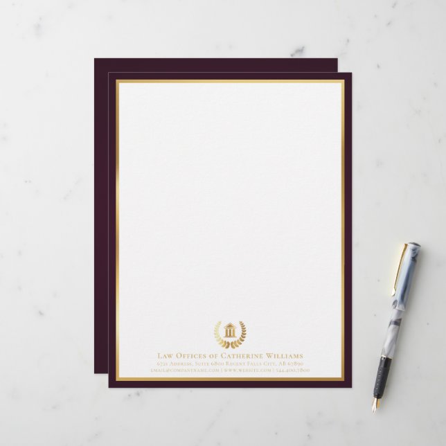 Luxury Legal Professional Personalised Logo Custom Letterhead (Front/Back In Situ)