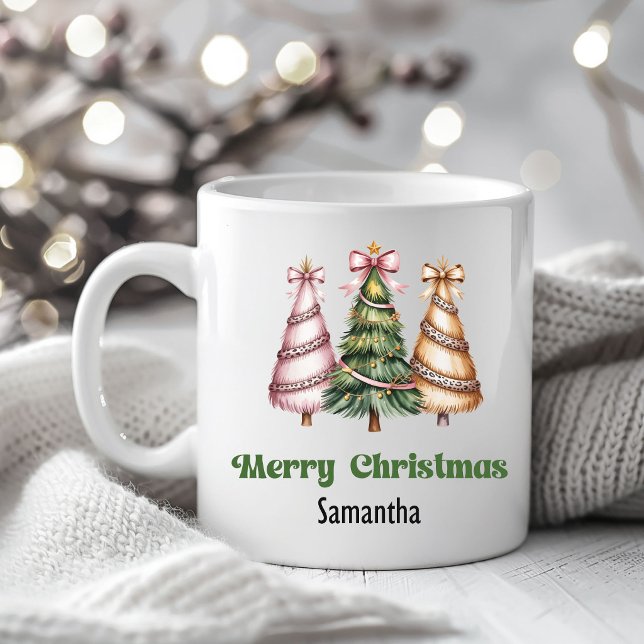 Luxury Leopard Christmas Trees Custom Name Mug (Luxury Leopard Christmas Trees Custom Name Mug)