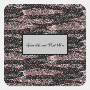 Luxury Leopard, Glitter & Shiny Abstract for I.d. Square Sticker