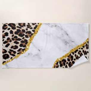 Luxury Leopard Interior Marble Stone Glitter Beach Towel
