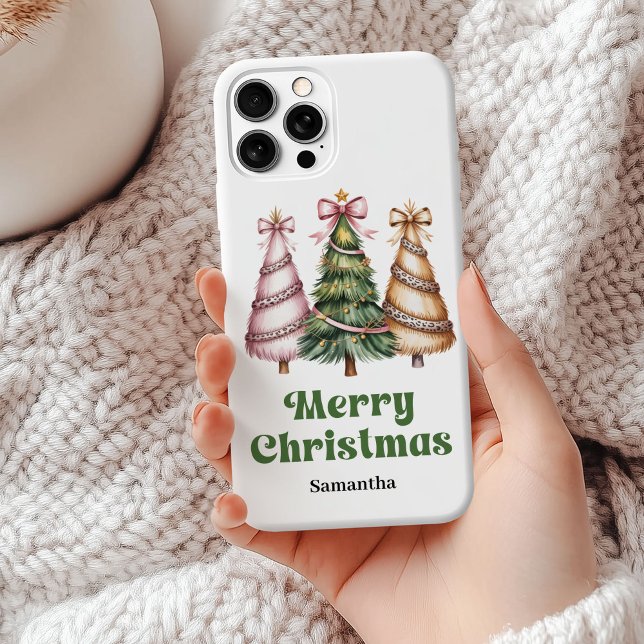Luxury leopard pattern Christmas trees custom name Case-Mate iPhone Case (Luxury leopard pattern Christmas trees custom name case)