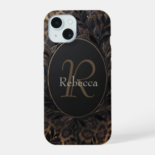Luxury Leopard Print Background With Name iPhone 15 Case