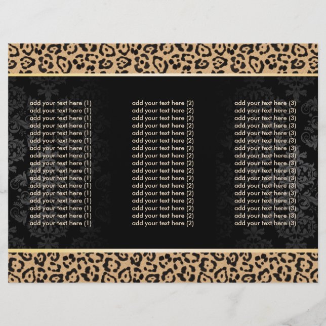 Luxury Leopard Print & Damask Tri-Fold Brochures (Front)