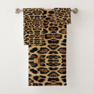 Luxury Leopard Skin Elegant Wild Animal Fur Design Bath Towel Set