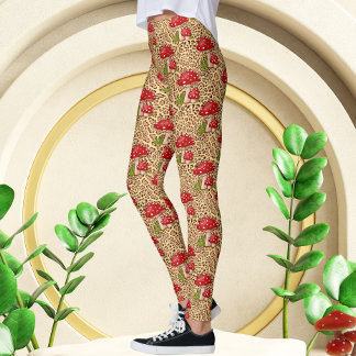 Luxury Leopard with mushroom Print Leggings