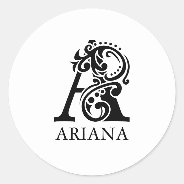 Luxury letter A in black and white Classic Round Sticker (Front)