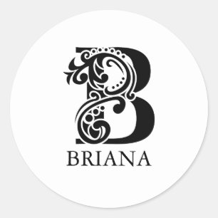 Luxury letter B in black and white Classic Round Sticker