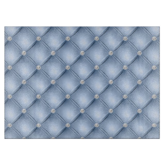 Luxury Light Blue Diamond Tufted Pattern Cutting Board (Front)