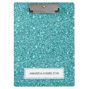 Luxury Light blue Glitter add your name Clipboard