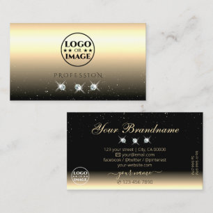 Luxury Light Gold Black Sparkling Jewels with Logo Business Card