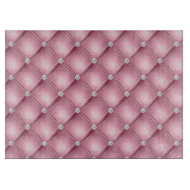 Luxury Light Pink Diamond Tufted Pattern Cutting Board (Front)