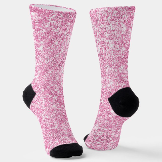 Luxury Light Pink Glitter Socks (Angled)