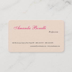 Luxury Linen Champagne Pink Plain Minimalist Business Card