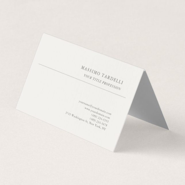 Luxury Linen Classical Plain Professional Business Card (Front)