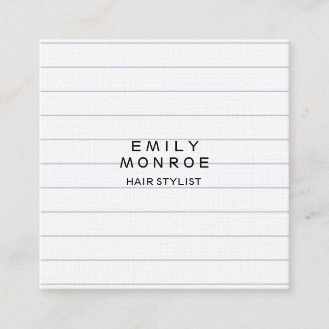 Luxury Linen Lined Paper Plain Modern Minimalist Square Business Card (Front)