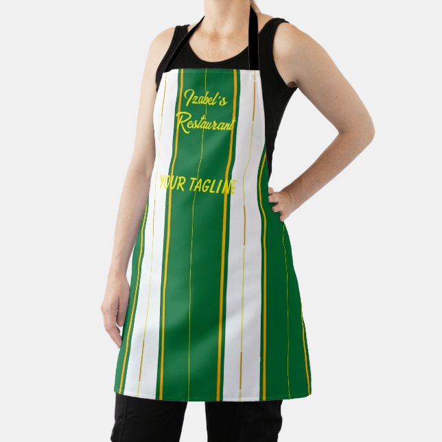 Luxury Linen Modern Green Gold Texture Collection Apron (Insitu)