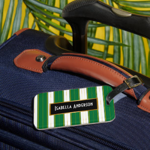 Luxury Linen Modern Green Gold Texture Collection Luggage Tag
