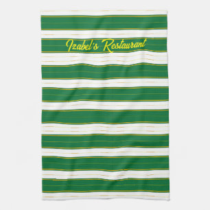 Luxury Linen Modern Green Gold Texture Collection Tea Towel