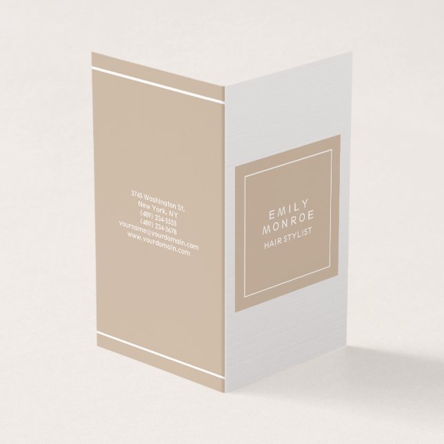 Luxury Linen Plain Modern Minimalist Business Card (Outside)