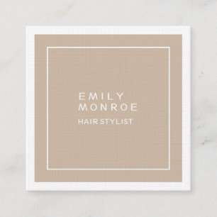 Luxury Linen Plain Modern Minimalist Square Business Card