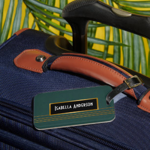 Luxury Linen Popular Green Gold Texture Collection Luggage Tag