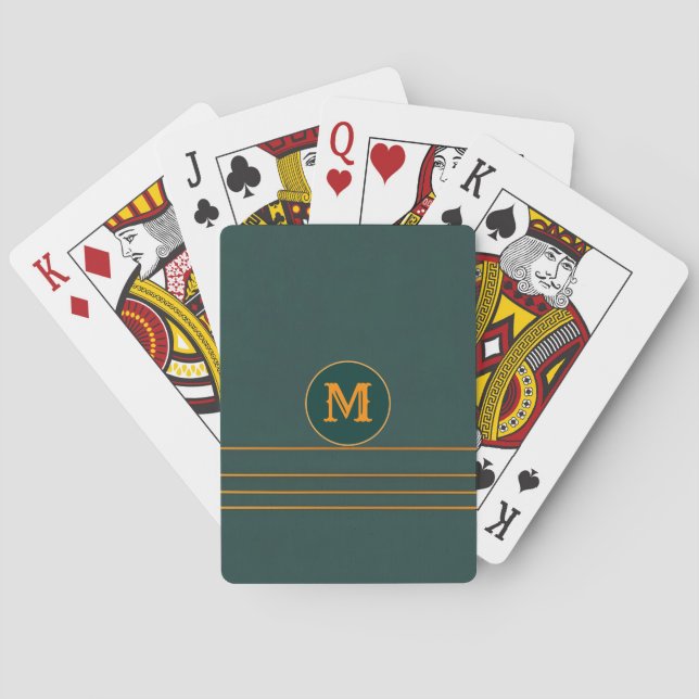 Luxury Linen Popular Green Gold Texture Collection Playing Cards (Back)