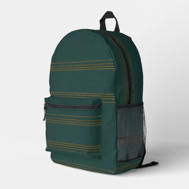 Luxury Linen Popular Green Gold Texture Collection Printed Backpack (Back Corner Right)