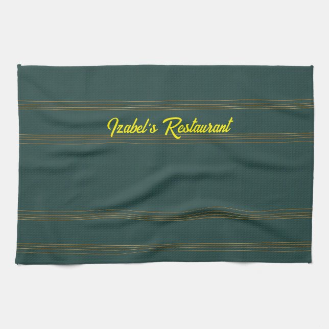 Luxury Linen Popular Green Gold Texture Collection Tea Towel (Horizontal)