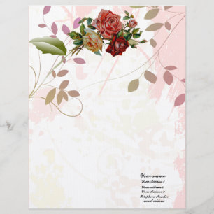 Luxury linen Rose flourish floral Thank you Paper Custom Letterhead