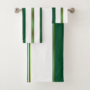 Luxury Linen Trendy Green Gold Texture Collection Bath Towel Set