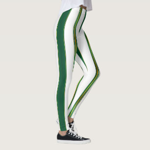 Luxury Linen Trendy Green Gold Texture Collection Leggings