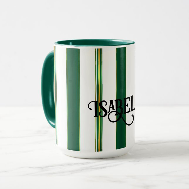 Luxury Linen Trendy Green Gold Texture Collection Mug (Front Left)