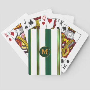 Luxury Linen Trendy Green Gold Texture Collection Playing Cards