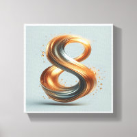 Luxury Liquid Gold Number 8 Art - 3D Metallic Swir