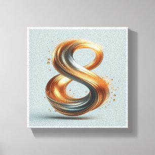 Luxury Liquid Gold Number 8 Art - 3D Metallic Swir Canvas Print