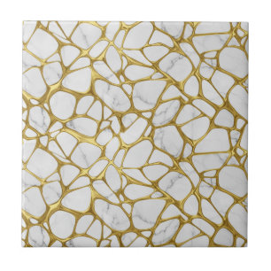 Luxury Liquid Gold White Marble Pattern Tile