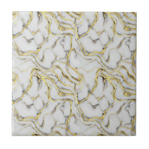 Luxury Liquid Gold White Marble Texture Tile