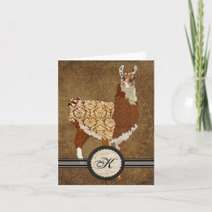 Luxury Llama Monogram Notecard