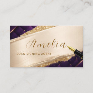 Luxury Loan Signing Agent Gold Pen Business Cards