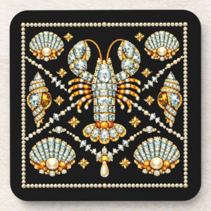 Luxury Lobster Bejewelled Patterned Design Diamond Coaster