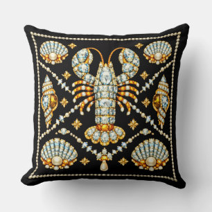 Luxury Lobster Bejewelled Patterned Design Diamond Cushion