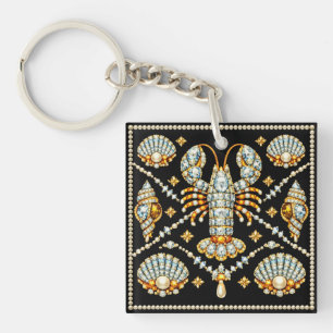 Luxury Lobster Bejewelled Patterned Design Diamond Key Ring