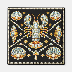 Luxury Lobster Bejewelled Patterned Design Diamond Magnet