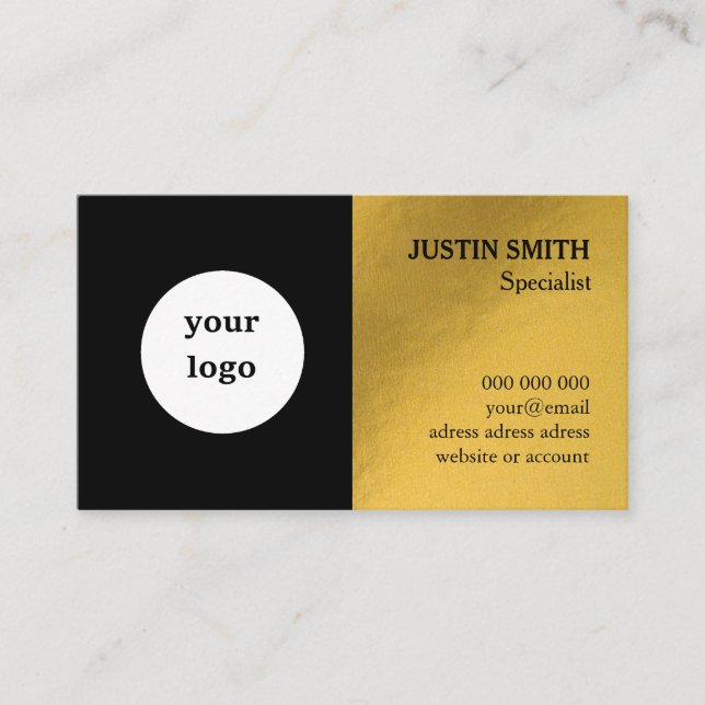 Luxury logo black and gold modern business card (Front)