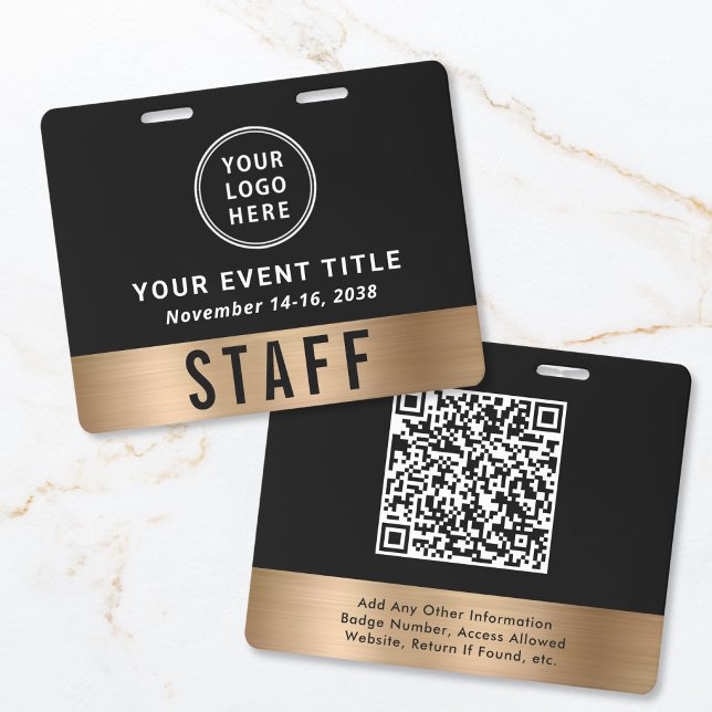  Luxury Logo QR Code Black Gold Event Access Pass ID Badge (Luxury Logo QR Code Black Gold Event Access Pass Badge
)