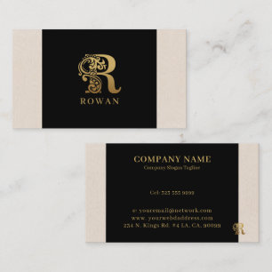 Luxury logo R in gold on black Business Card